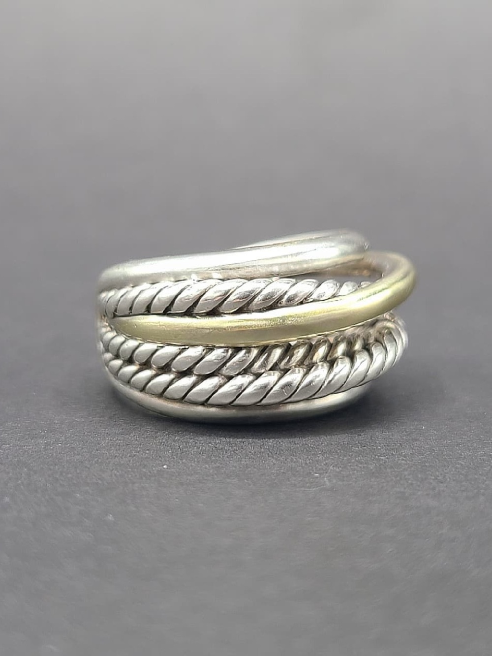 David Yurman Crossover Ring With Gold - Picture 2 of 7